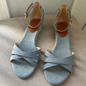 J.Crew Marina Mini-Wedge Espadrilles in Chambray